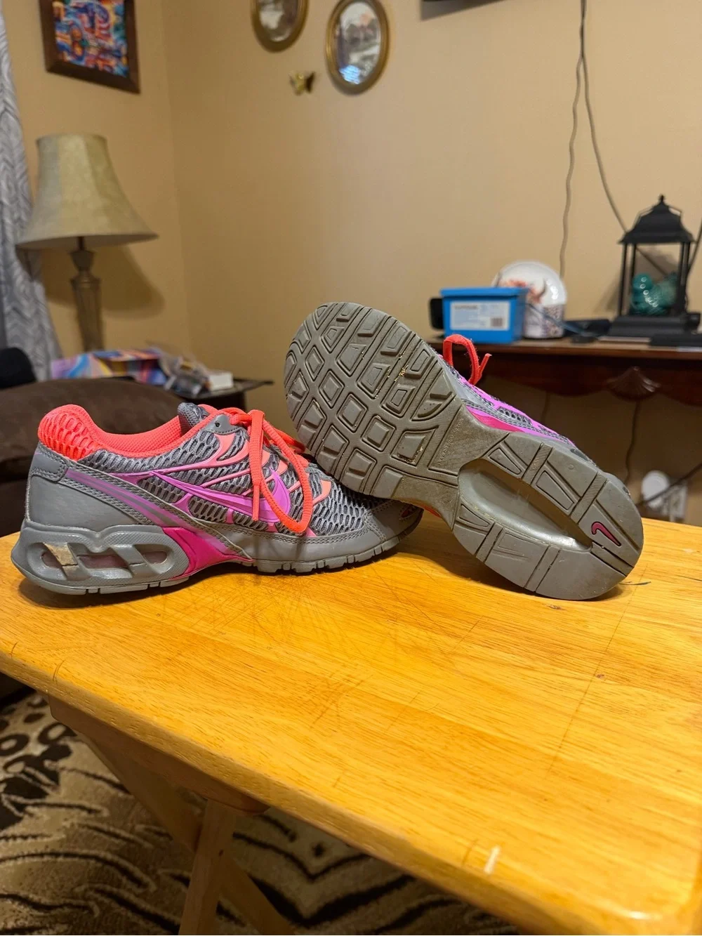 Nike Women's Gray and Coral Athletic Running Shoes